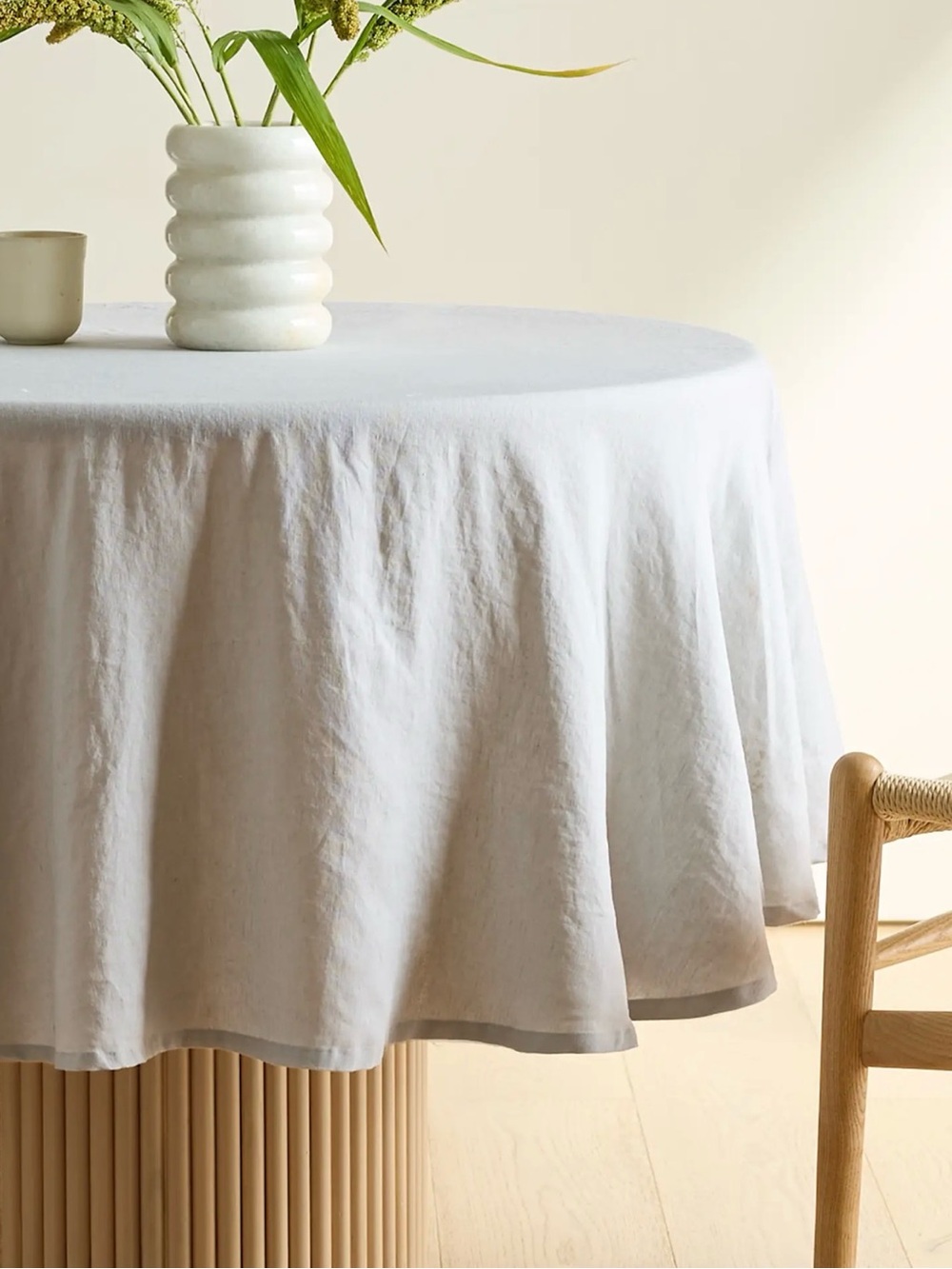 European Linen 70” Round Tablecloth in Mist- Retail $50